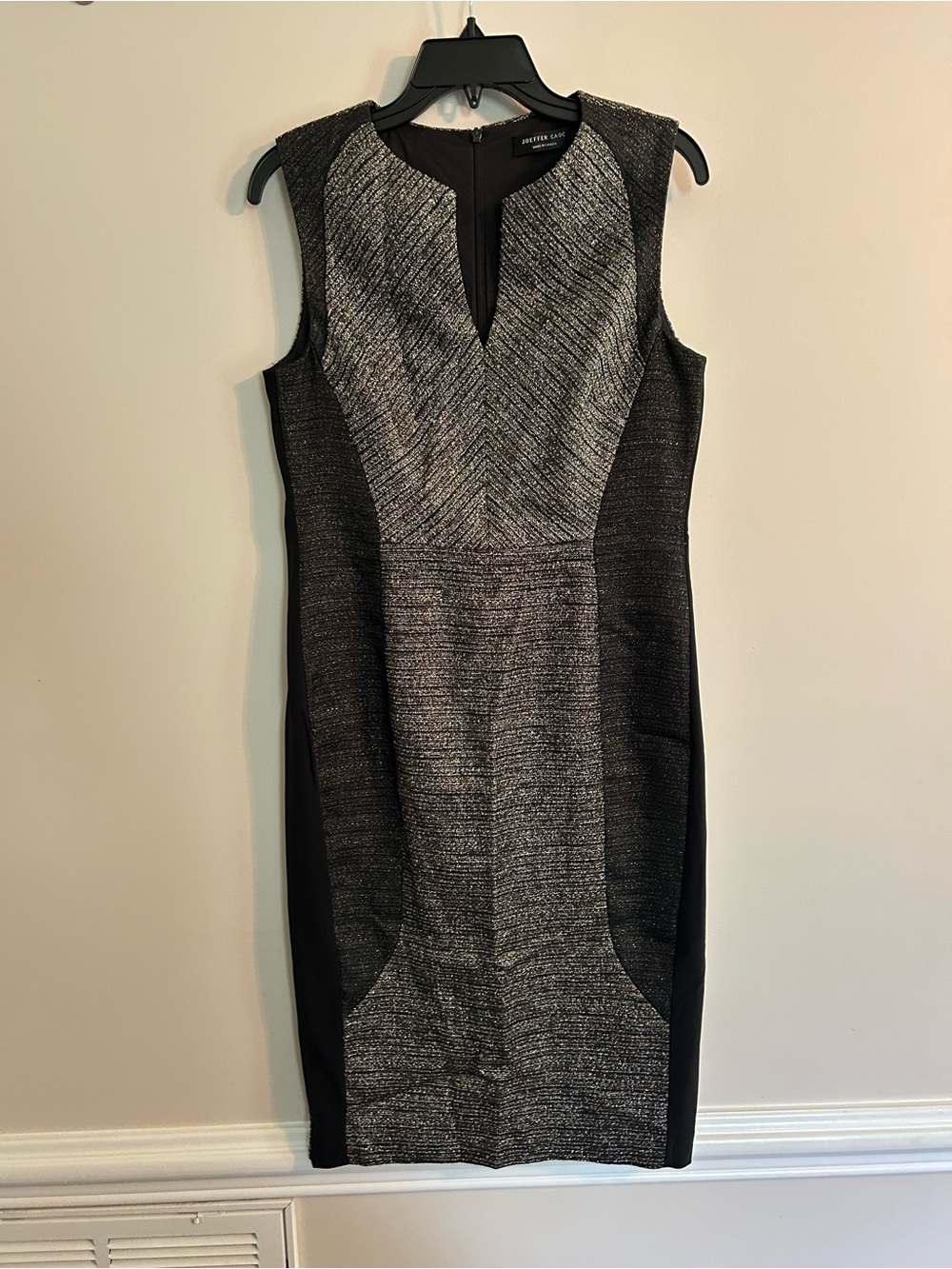 Black and Silver Textured Sheath Dress